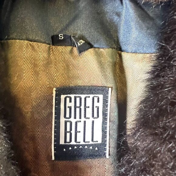 Greg Bell Faux Fur Collar Coat Black with Brown Fur Size‎ Small - Picture 9 of 13
